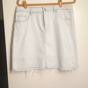 LOFT Stonewash Fray Jean Skirt